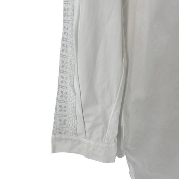 Sandro Womens Ruffled Cotton Poplin Shirt Blouse Top White - Picture 4 of 13